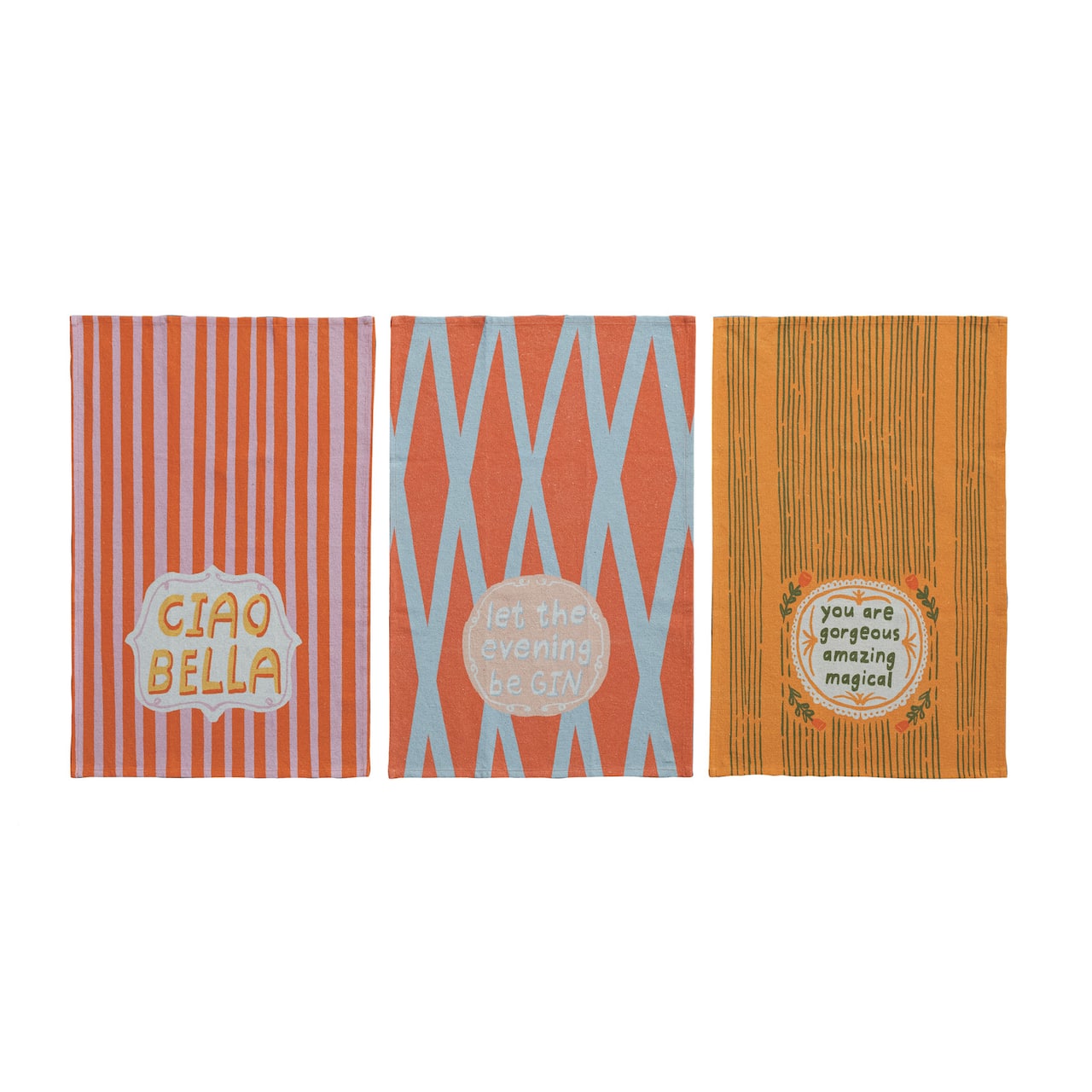 Hello Honey® Multicolor Patterned Cotton & Linen Tea Towel Set
